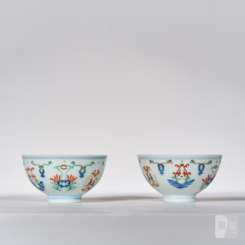 清道光 斗彩忍冬纹茶圆 - 图7
